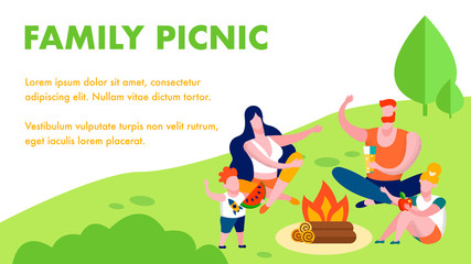 Family Picnic Summer Recreation Flat Landing Page