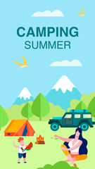 Summer Camping Vertical Card for Mobile Interface