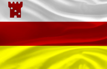 Santa Barbara California waving flag illustration.