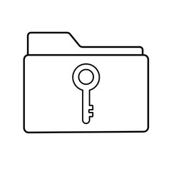 File folder line icon. Key access, lock, locked, security