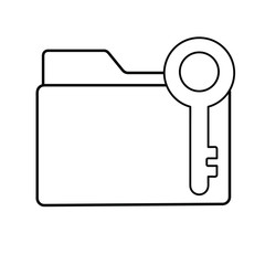 File folder line icon. Key access, lock, locked, security