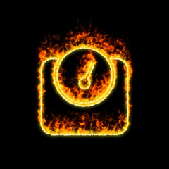 The symbol weight burns in red fire
