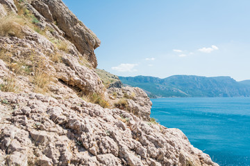 View on Mountains. View on the sea. Crimea. The Black Sea. Summer. Vacation. 