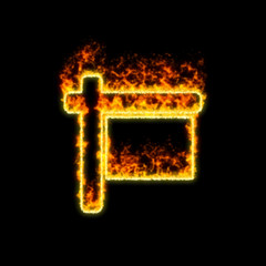 The symbol sign burns in red fire