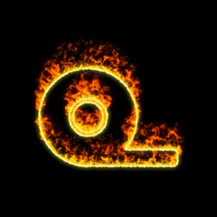The symbol tape burns in red fire