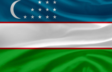 Obraz premium Uzbekistan waving flag illustration.