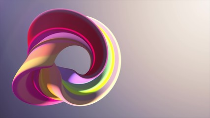 Soft colors curved rainbow donut marshmallow candy abstract shape 3D rendering illustration background new quality universal colorful joyful 4k stock image