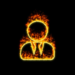 The symbol user tie burns in red fire