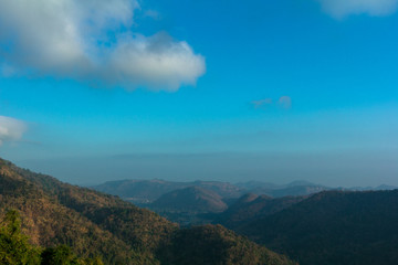 Beautiful view of mountain with blue sky natural background.