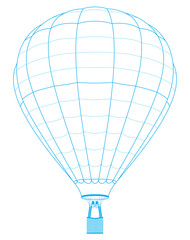 Hot air balloon blue line vector illustration
