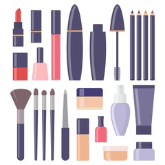 Obraz premium Decorative cosmetics, big set of icons. Everything for make up and self care.