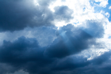 Dramatic stormy dark cloudy sky.  Rainy season.