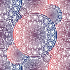 Art seamless pattern mandala. Ethnic abstract print. Colorful repeating background texture. Culture bohemian ornament.