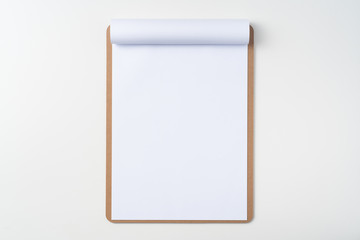 white paper on clipboard isolated on white