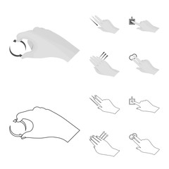 Isolated object of touchscreen and hand logo. Collection of touchscreen and touch stock symbol for web.
