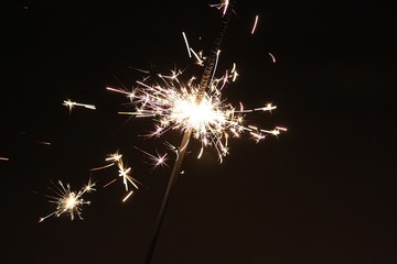 close up of a sparkler in the night