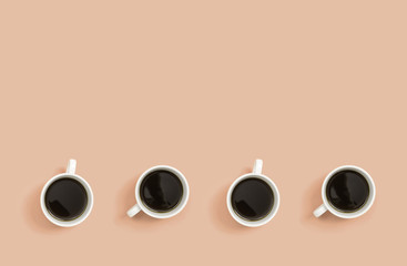 Collection of coffee cups overhead view flat lay - obrazy, fototapety, plakaty