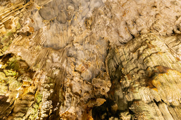 Dong Thien Cung cave on Dau Go Island this is one of the most beautiful caves in Halong Bay, Vietnam.