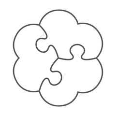 Vector puzzle creates shamrock - line. Isolated on white background.