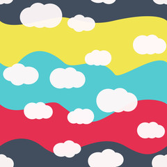 Clouds bright colors seamless pattern vector