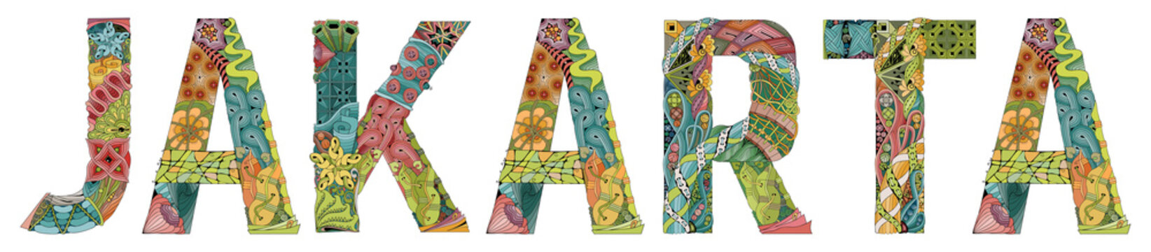 Capital of Indonesia city Jacarta. Vector decorative zentangle object for decoration