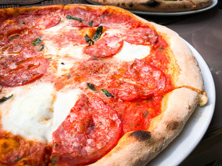 fresh italian pizza close up view