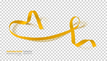 Sarcoma and Bone Cancer Awareness Week. Yellow Color Ribbon Isolated On Transparent Background. Vector Design Template For Poster.