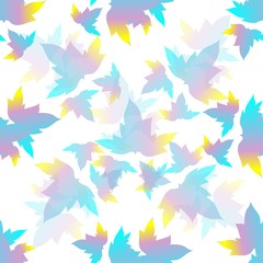 the pattern of colored leaves. white background