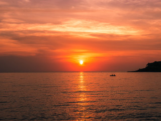 Fototapeta premium Orange sky in the evening during the sunset (Koh Kood)