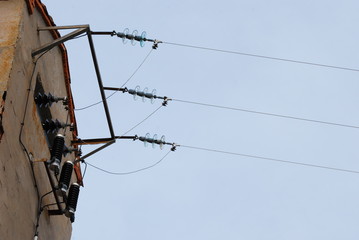 Old electric pole and wires