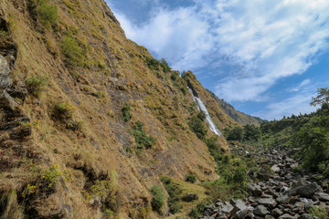 A waterfall in the mountains