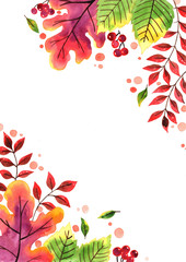 Abstract autumn leaf watercolor hand painting for decoration on autumn festival.