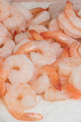 Shrimp drying on a towel