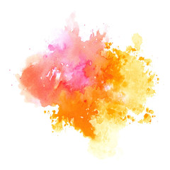 abstract pink and orange watercolor splash on white background paper, illustration - 263472637