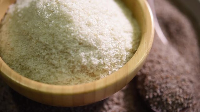 Psyllium husk or isabgol which is fiber usually mixed with water and consumed for curing constipation - video footage