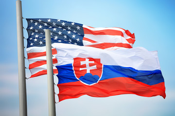 Flags of Slovakia and the USA