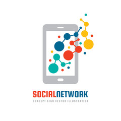 Social network mobile application smart phone - concept vector business logo template. 