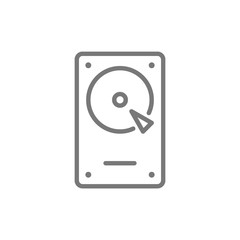 Hard drive disk, HDD line icon.