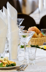 dinner table with glasses
