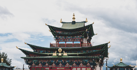 Fototapeta premium View of Etigel Khambin Temple at the territory of the Ivolginsky datsan, The Republic of Buryatia. 