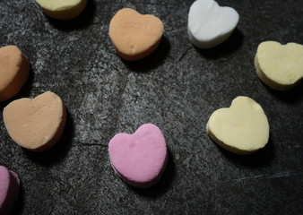 Colorful candy hearts