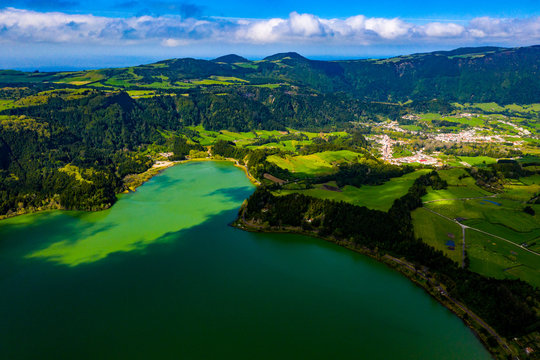 Azoren Insel aus der Luft - Sao Miguel