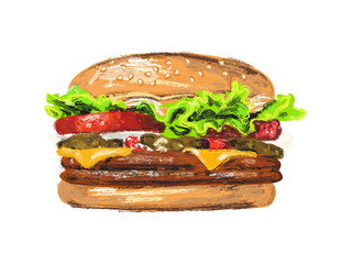 fresh and tasty burger for lunch! painted burger