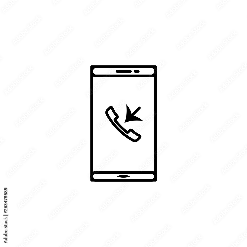 Poster incoming phone call line icon. linear style sign for mobile concept and web design. smartphone and a