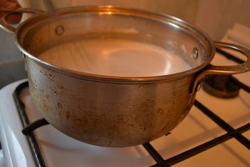 cooking soup in pot