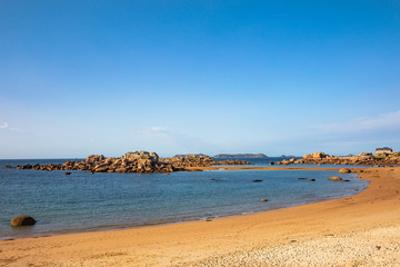 tregastel  Pink Granite Coast (cote de granit rose) in brittany France