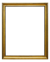 Picture gold wooden frame for design on isolated background
