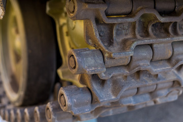 Closeup of Army Tank Crawler Wheel mechanism