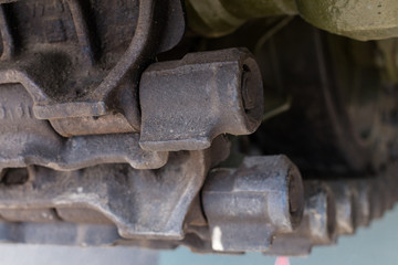 Closeup of Army Tank Crawler Wheel mechanism