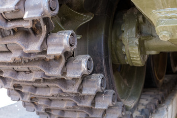 Closeup of Army Tank Crawler Wheel mechanism